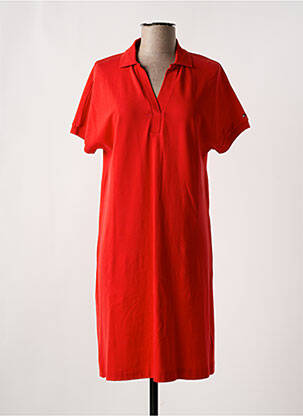 Robe mi-longue manches courtes manches courtes rouge TOMMY HILFIGER femme