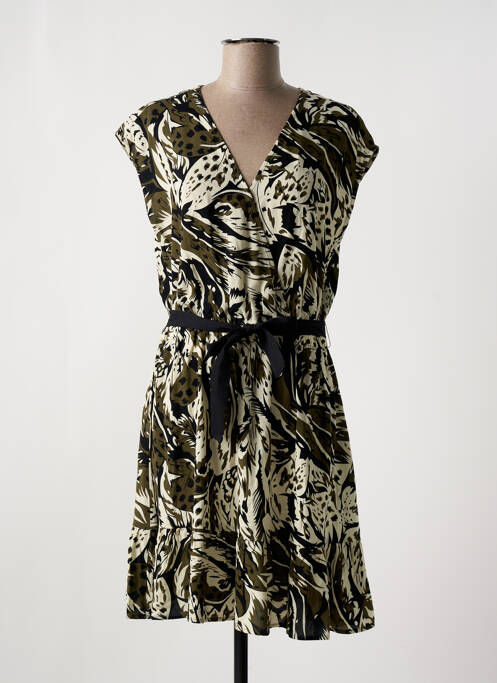 Robe mi-longue imprimé fantaisie manches courtes vert LE TEMPS DES CERISES femme
