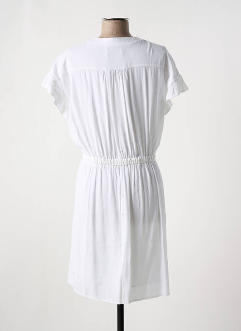 Robe mi-longue tissage crêpe manches courtes blanc LE TEMPS DES CERISES femme