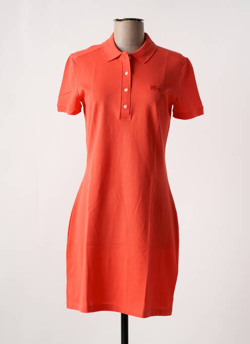 Robe mi-longue manches courtes manches courtes orange LACOSTE femme