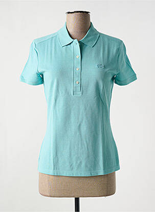Polo broderie manches courtes bleu LACOSTE femme