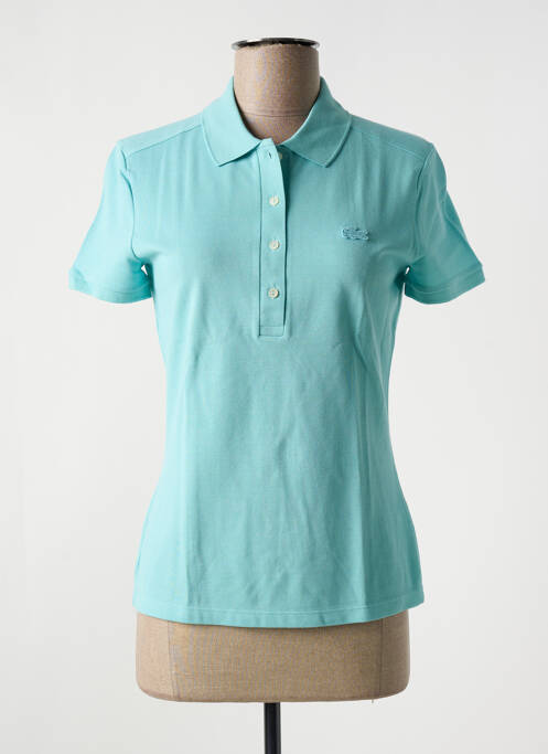 Polo broderie manches courtes bleu LACOSTE femme
