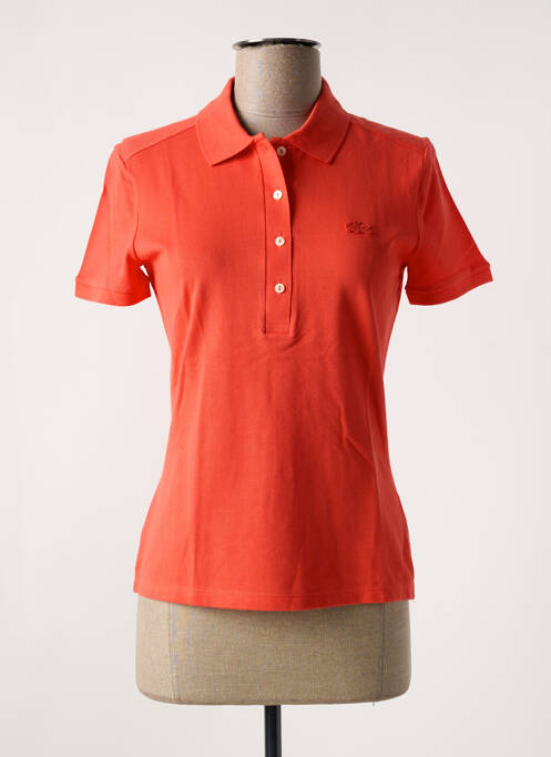 Polo broderie manches courtes orange LACOSTE femme