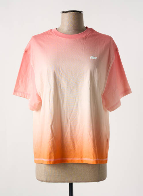 T-shirt stretch manches courtes rose LACOSTE femme