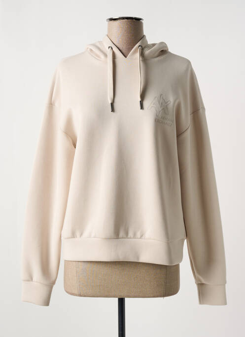 Sweat-shirt à capuche stretch manches longues beige ARMANI EXCHANGE femme
