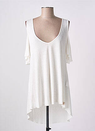 T-shirt col v manches courtes blanc SUPERDRY femme