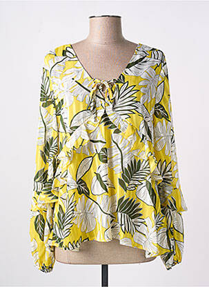 Blouse légère et transparente manches longues jaune GRACE & MILA femme
