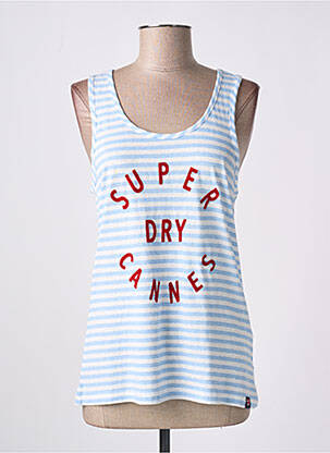 Débardeur coupe cintrée sans manche bleu SUPERDRY femme