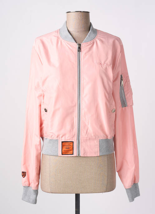 Blouson tissage imperméable rose BOMBERS femme