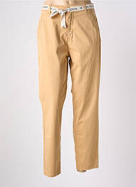 Pantalon chino tissage popeline taille haute beige LE TEMPS DES CERISES femme