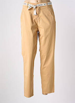 Pantalon chino tissage popeline taille haute beige LE TEMPS DES CERISES femme