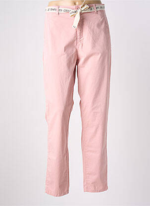 Pantalon chino tissage popeline taille haute rose LE TEMPS DES CERISES femme