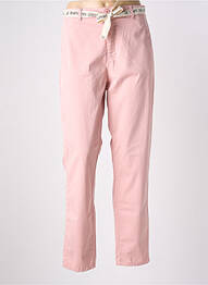 Pantalon chino tissage popeline taille haute rose LE TEMPS DES CERISES femme