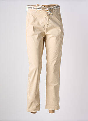 Pantalon chino tissage popeline taille haute beige clair LE TEMPS DES CERISES femme