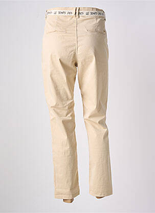 Pantalon chino tissage popeline taille haute beige clair LE TEMPS DES CERISES femme