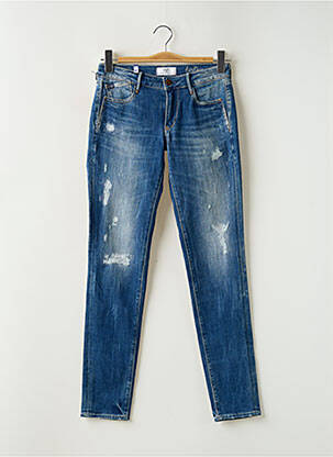 Jeans coupe slim effet usé délavé taille normale bleu LE TEMPS DES CERISES femme