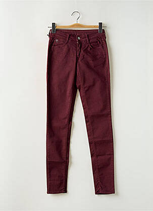 Jeans coupe slim stretch taille haute rouge LE TEMPS DES CERISES femme