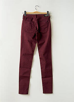 Jeans coupe slim stretch taille haute rouge LE TEMPS DES CERISES femme