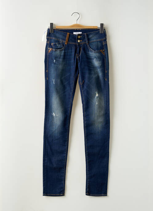 Jeans coupe slim effet usé délavé taille basse bleu LE TEMPS DES CERISES femme