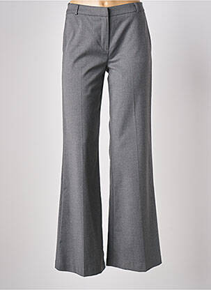 Pantalon flare fermeture zippée sous rabat avec crochet taille haute gris LA PETITE FRANCAISE femme