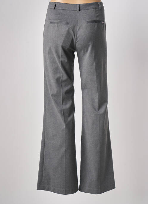 Pantalon flare fermeture zippée sous rabat avec crochet taille haute gris LA PETITE FRANCAISE femme
