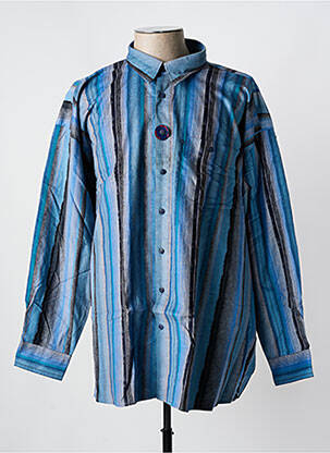 Chemise manches longues imprimé rayures bleu KING'S ROAD homme