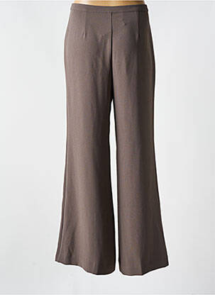 Pantalon flare fermeture zippée sous rabat avec crochet taille haute marron MALIPARMI femme