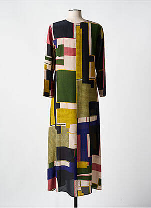 Robe mi-longue coupe fluide manches 3/4 jaune ATTIC AND BARN femme