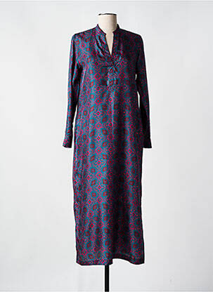 Robe longue imprimé fantaisie manches longues bleu ROSSO 35 femme