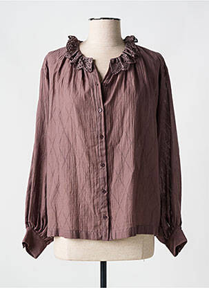 Chemisier tissage crêpe manches longues rouge MASSCOB femme