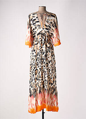 Robe longue manches courtes manches courtes orange SORBET femme