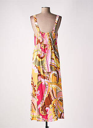Robe longue imprimé fleurs fines bretelles jaune B.YOUNG femme