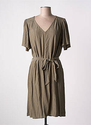 Robe mi-longue coupe fluide manches courtes vert VILA femme