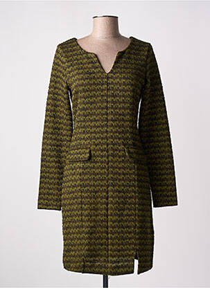 Robe mi-longue manches longues manches longues vert ICHI femme