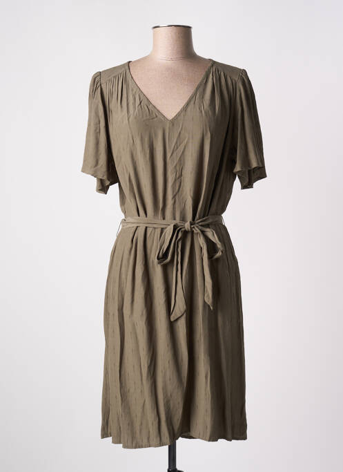 Robe mi-longue coupe fluide manches courtes vert VILA femme