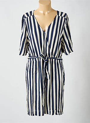 Combishort fermeture boutonnée au dos manches courtes bleu ICHI femme