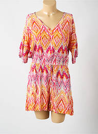 Combishort fermeture boutonnée au dos manches courtes rose DEELUXE femme