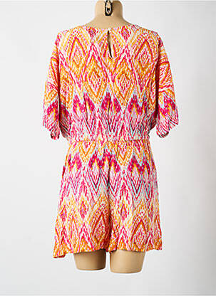 Combishort fermeture boutonnée au dos manches courtes rose DEELUXE femme