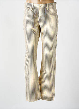 Pantalon droit fermeture zippée sous rabat boutonné taille normale beige B.YOUNG femme