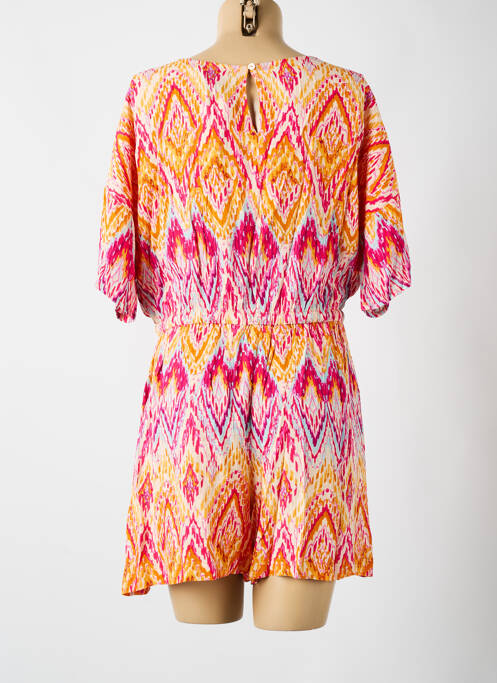 Combishort fermeture boutonnée au dos manches courtes rose DEELUXE femme