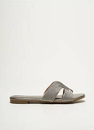 Mules/sabots tissage satiné talon plat jusqu'à 3cm argent DEELUXE femme