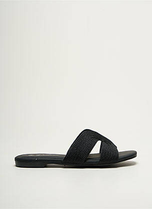 Mules/sabots tissage satiné talon plat jusqu'à 3cm noir DEELUXE femme