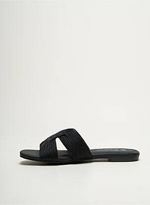 Mules/sabots tissage satiné talon plat jusqu'à 3cm noir DEELUXE femme