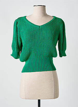 Pull col v manches courtes vert COMPAÑIA FANTASTICA femme
