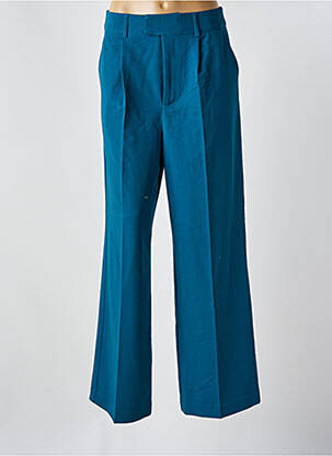 Pantalon large tissage crêpe taille haute bleu KAFFE femme