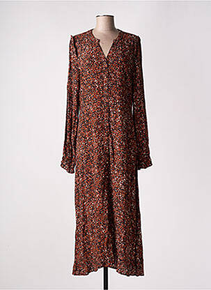 Robe longue imprimé fantaisie manches longues marron B.YOUNG femme