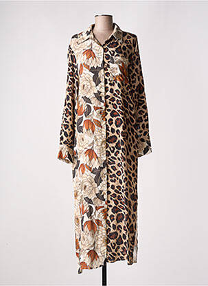 Robe longue manches longues manches longues beige CECILE WANG femme