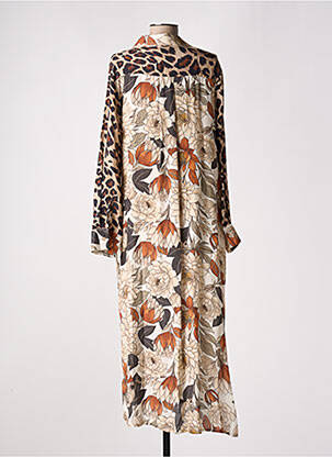 Robe longue manches longues manches longues beige CECILE WANG femme
