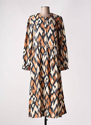 Robe longue manches longues manches longues orange C'EST BEAU LA VIE femme