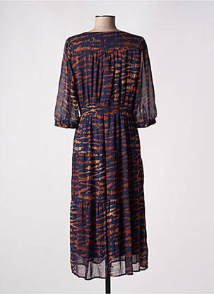 Robe mi-longue coupe fluide manches courtes bleu ARTLOVE femme